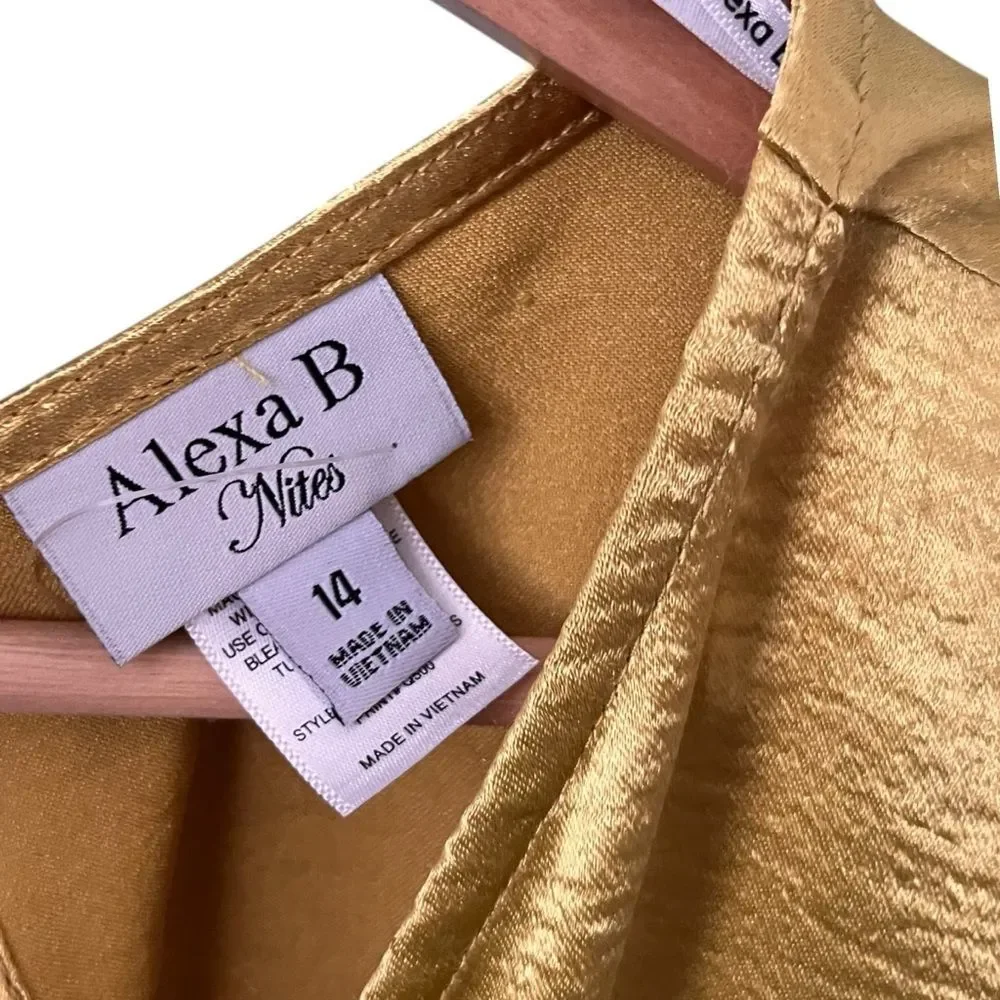 NEW Alexa B Nites Elegant Golden Yellow Wrap Dress in Size 14 - Picture 12 of 13